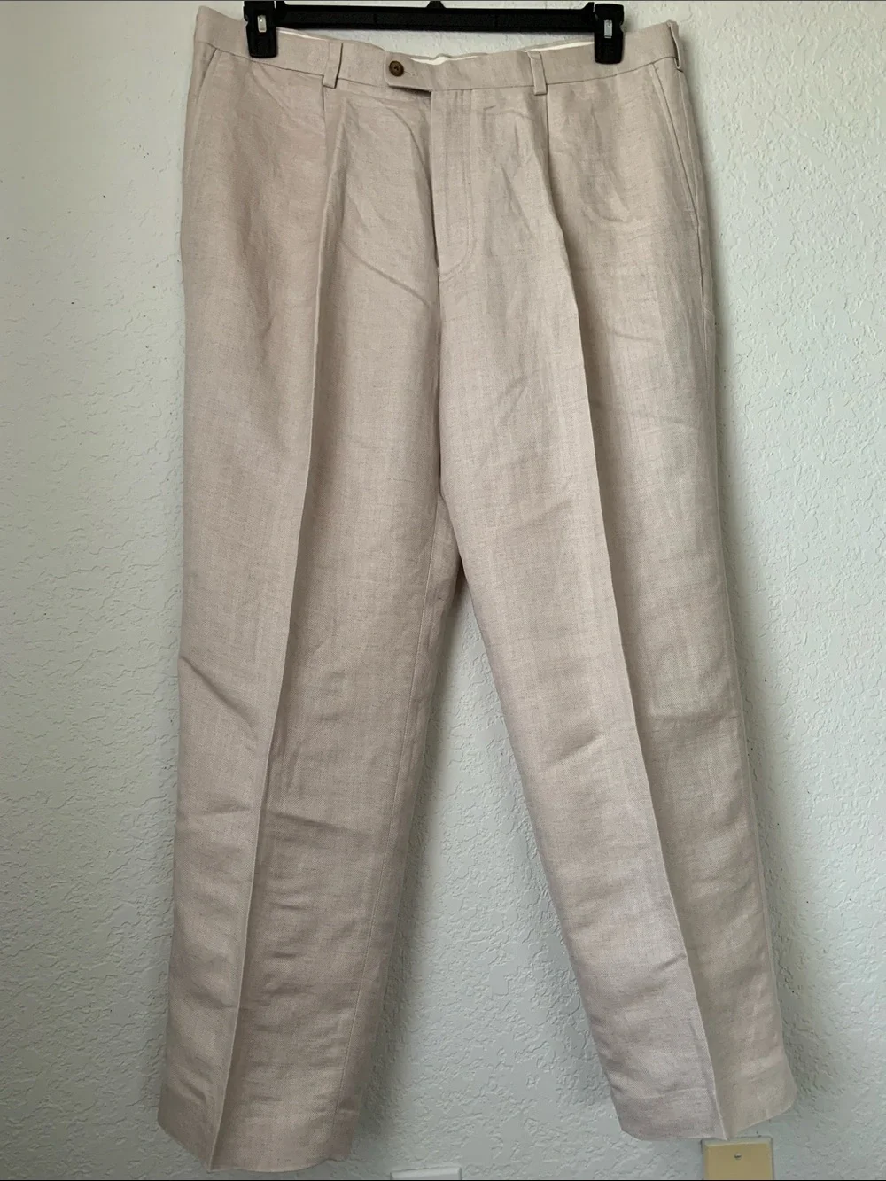 Cubavera Men's Light Beige Linen Pleated Dress Pants  Size 40/30
